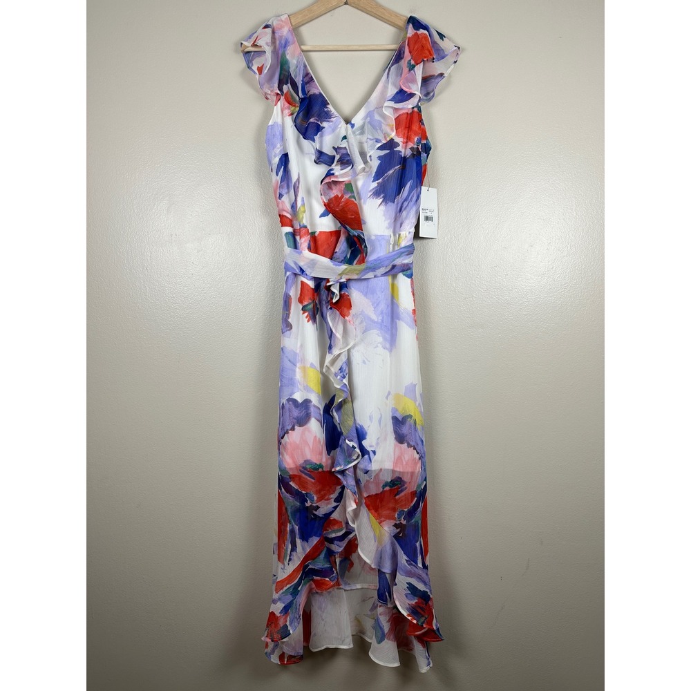 Harper Rose Women's 8 Midi Dress Multicolor Floral Ruffle Chiffon NEW